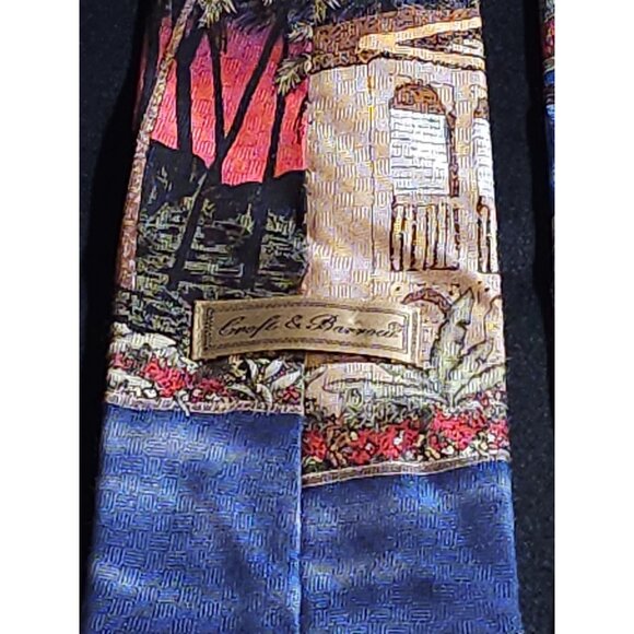 Vintage Colorful Croft & Barrow Tropical Landscape Necktie With Exotic Design - Picture 2 of 13